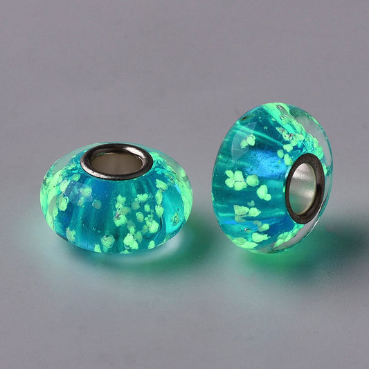 1 Bead/ Glow in the Dark /Blue Murano Glass Charm /Green Murano Glass image 0