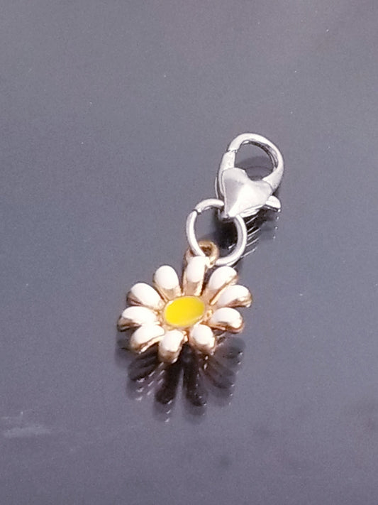 Daisy Flower Charm Dangle /Open Heart Charm /Heart Lobster Clasp image 0