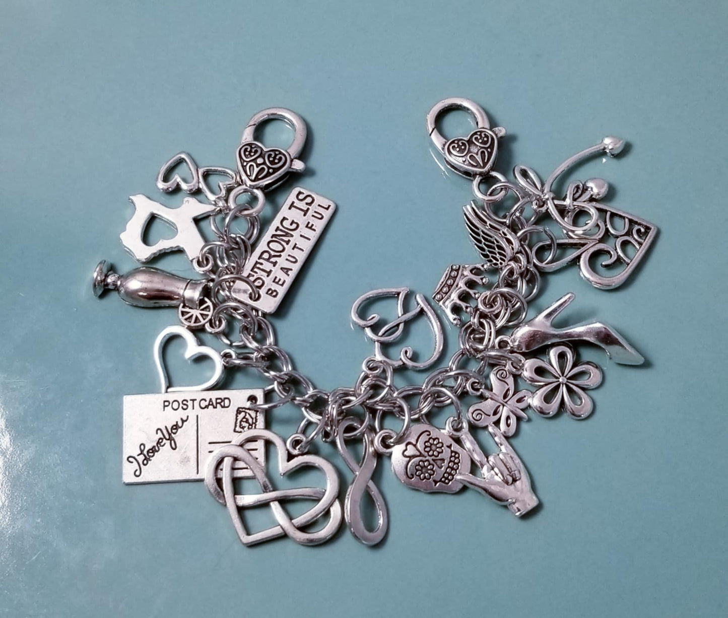 Chunky Charm Bracelet -Silver Charm Bracelet | 7" Loaded with Whimsical Charms