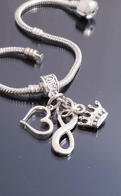Crown Charms/ Heart Charm/ Infinity /Princess /European Charms/ Dangle Charms image 4