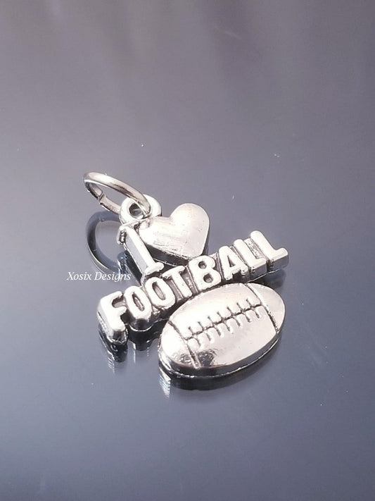 I Love Football Charm /Sports Charm /For Bracelet Bangle Necklace image 0