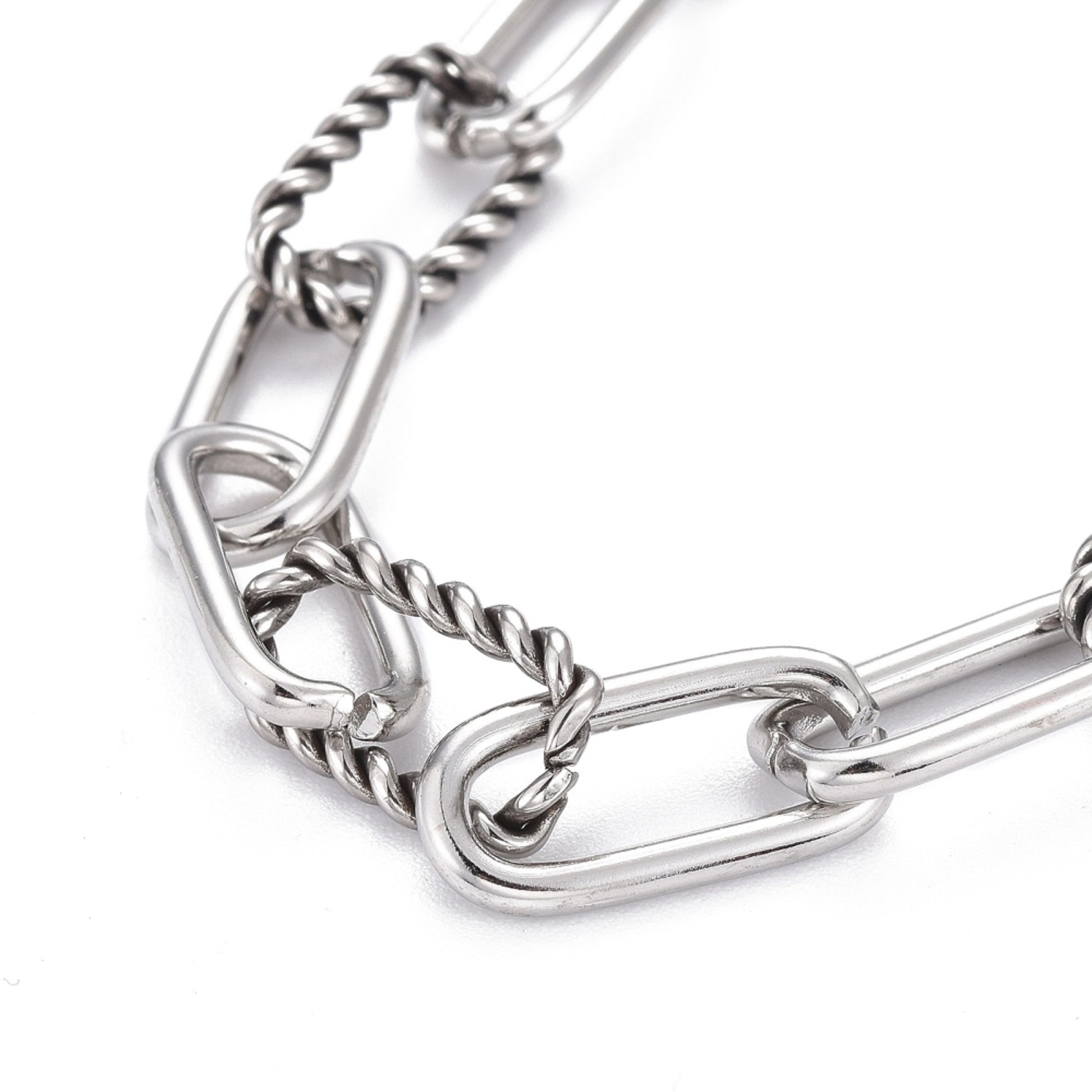 Paperclip Bracelet /Twisted Rope /Starter Charm Bracelet /Heart Lobster Clasp / image 1