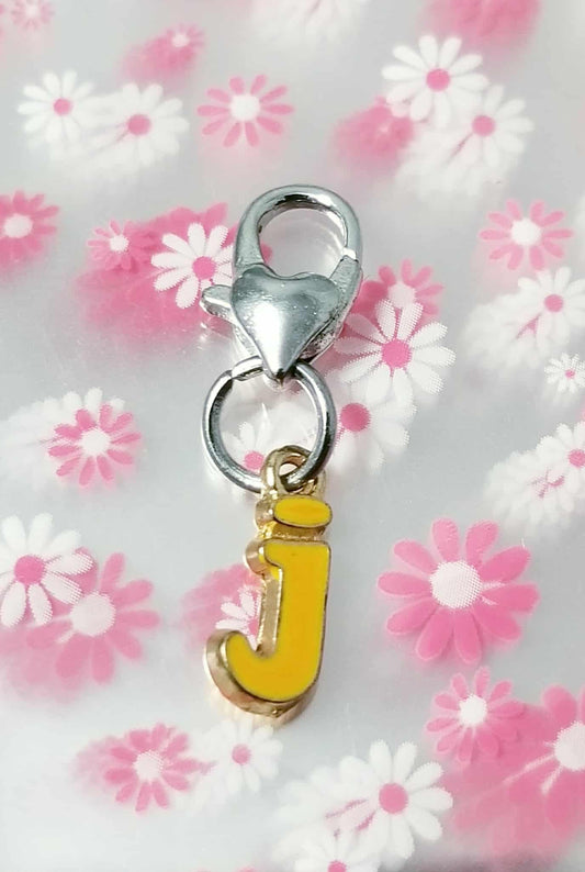 Letter J Charm - Heart Lobster Clip On
