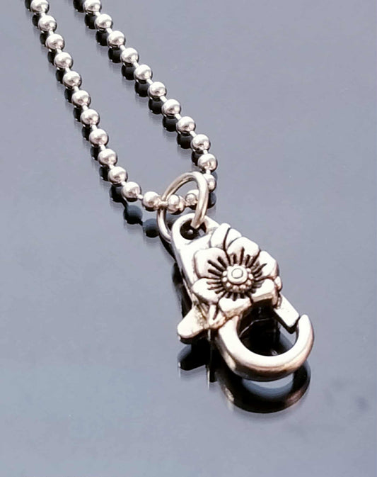 Charm Holder with Flower Clasp - 23.6" Ball Chain Keeper