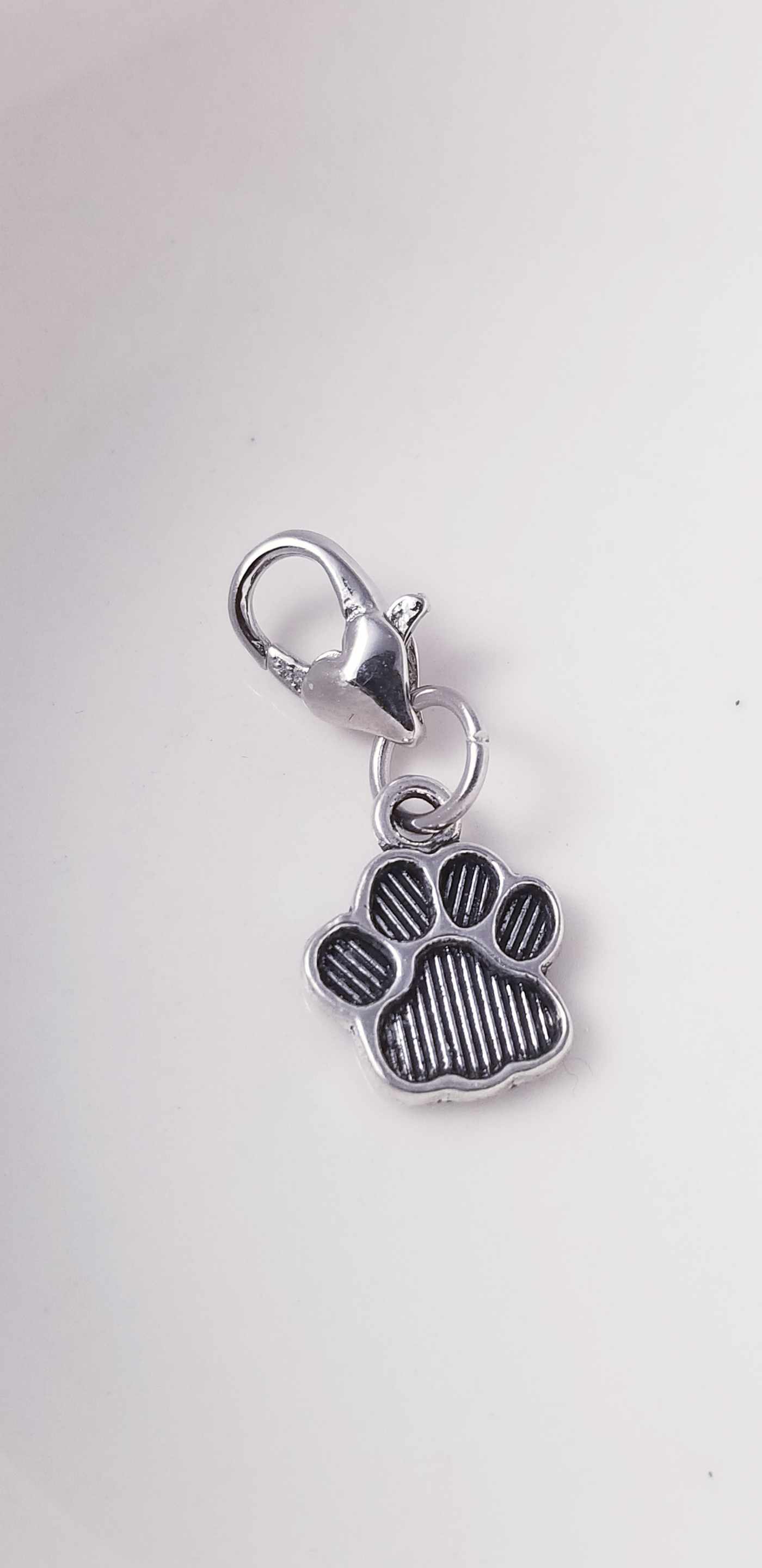 Paw Print Charm /Fur Baby Charm/ Heart Lobster Clasp /Clip O