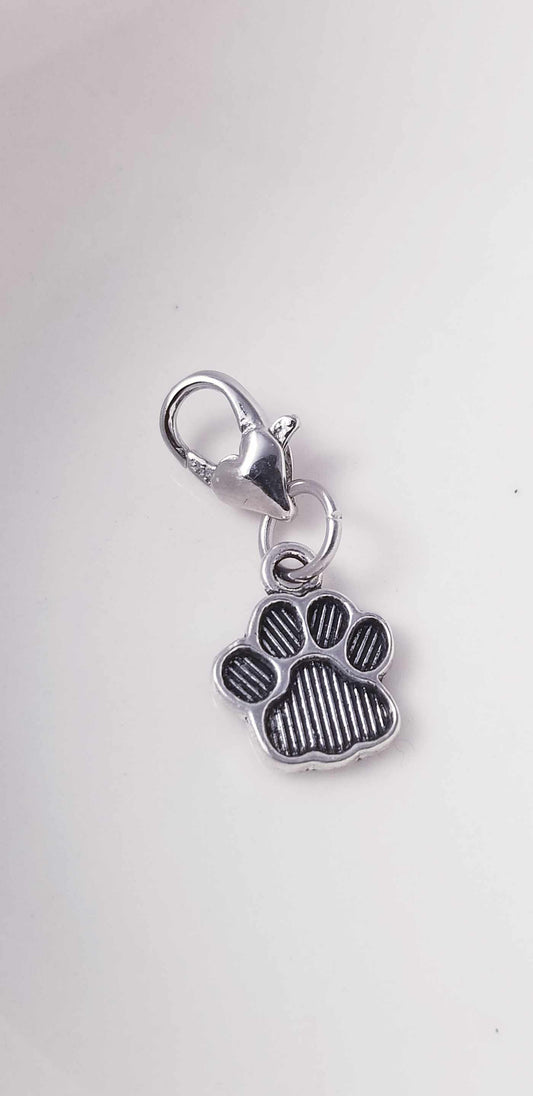Paw Print Charm /Fur Baby Charm/ Heart Lobster Clasp /Clip O