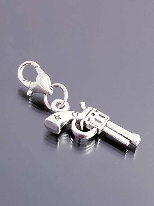 Pistol Charm/ Gun Charm /Heart Lobster Clasp /Clip On Charm /European Beads image 0