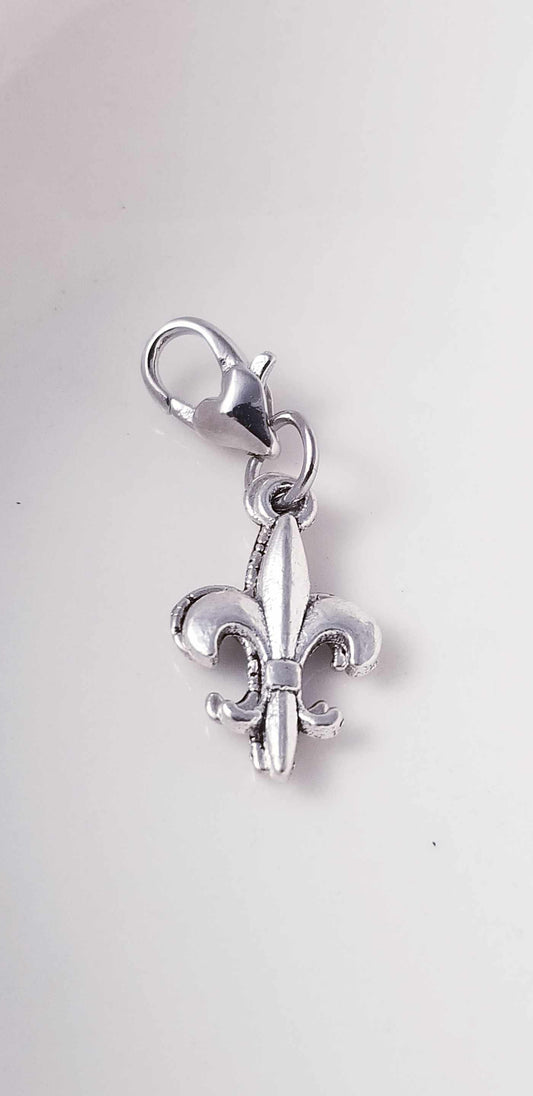 Fleur de Lis charms / Saints charms /Heart Lobster Clasp /Clip On Charms