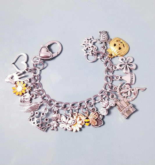 Girls Chunky Charm Bracelet - Disney Inspired Princess & Fairy Tale 6 Inch