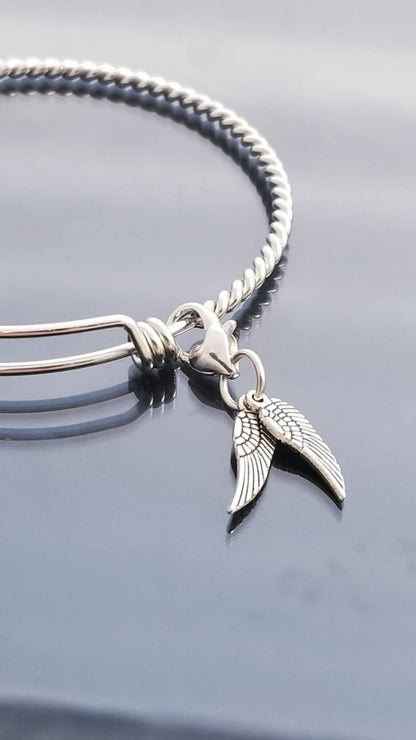 Angel Wings /Heart Charm Dangle /Open Heart Charm /Heart Lobster Clasp