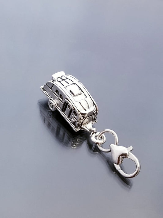 Camping Trailer RV Charm with Heart Lobster Clasp - Adventure Alloy Metal Jewelry