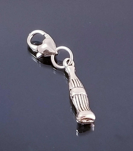 Soda Pop Bottle Charm with Heart Lobster Clasp - Multi-Use Clip