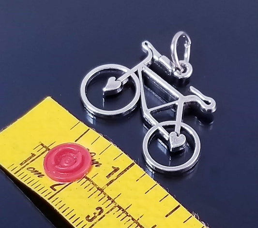Bicycle Charm with Hearts on Wheels - Jump Ring