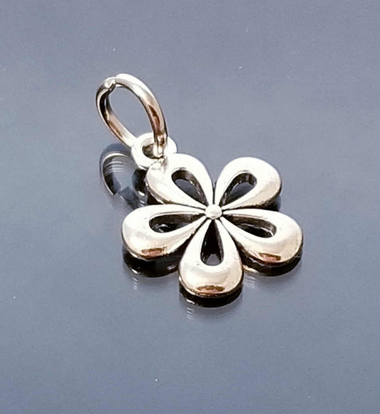 Silver Alloy Flower Charm - Jump Ring