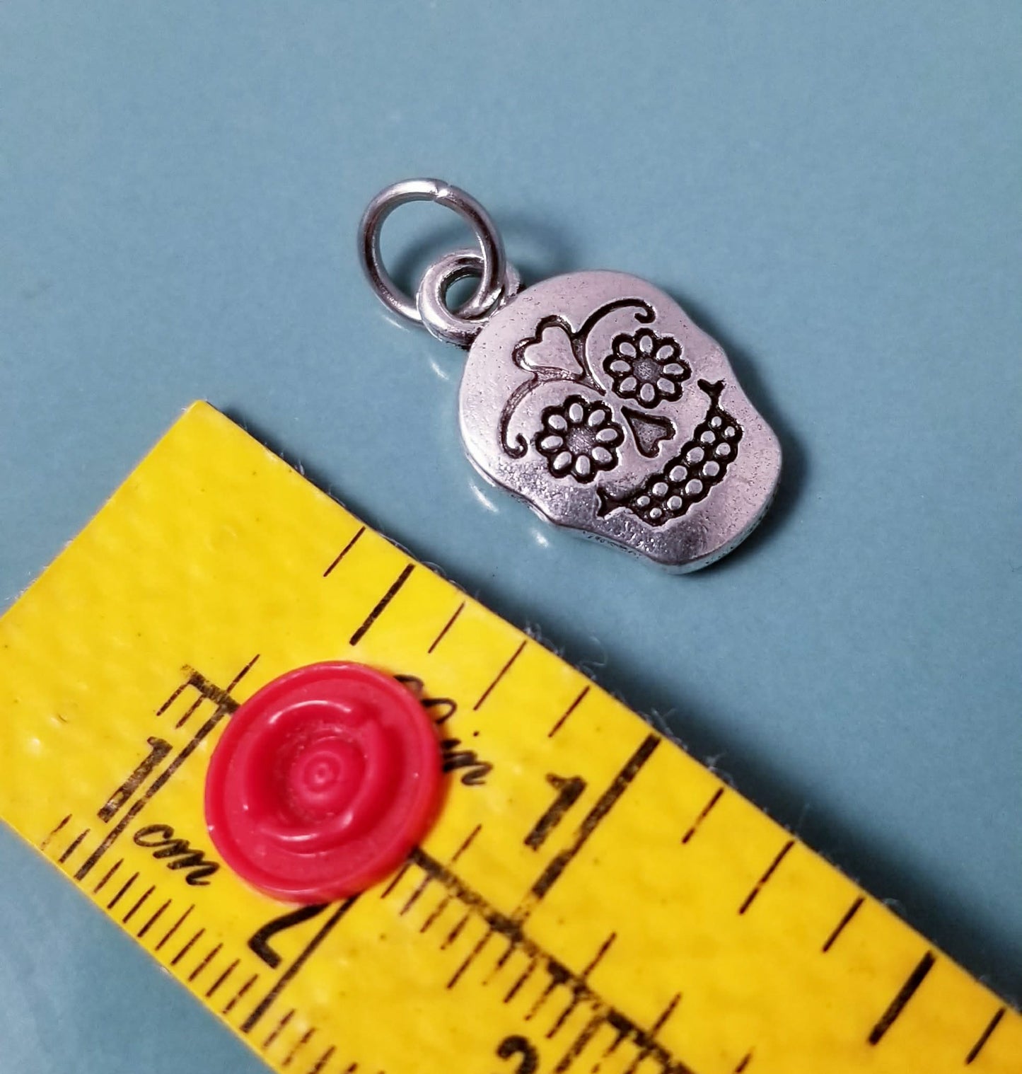 Sugar Skull Charm – Silver Day of the Dead Jewelry
