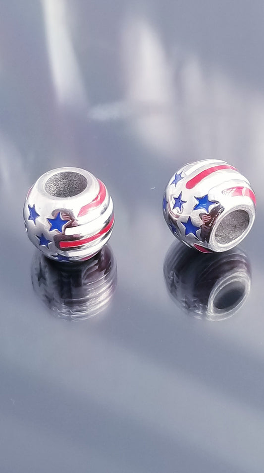 4th of July Charm /Patriotic Bead /European Bead /Fit Bracelet Bangle Necklace image 2