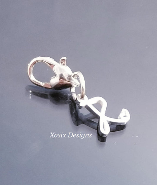 Initial R Charm Dangle /Letter R Charm /Heart Lobster Clasp /Dangle image 0