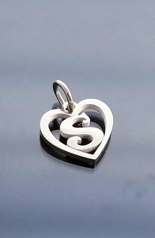 Letter S Charm /Heart Charm /For Bracelet Bangle Necklace image 0
