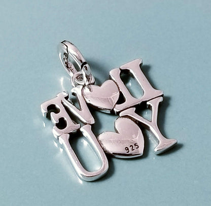 7.5 Inch Chunky Charm Bracelet - Silver Charm Bracelet - 925 SS Texas Love Collection