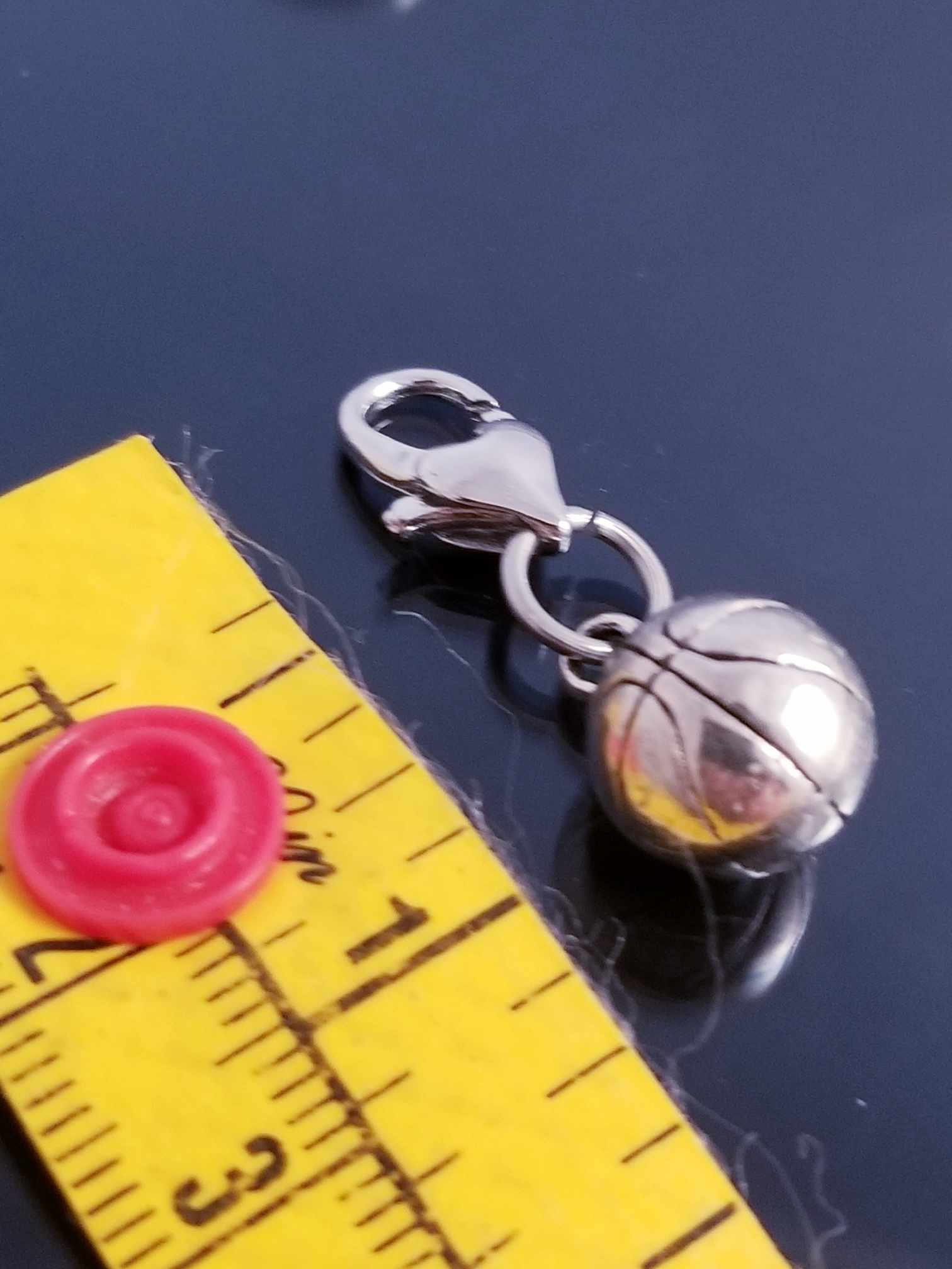 Basketball Charm/Sports Charm / Heart Lobster Clasp /Clip On Purse Charm image 1