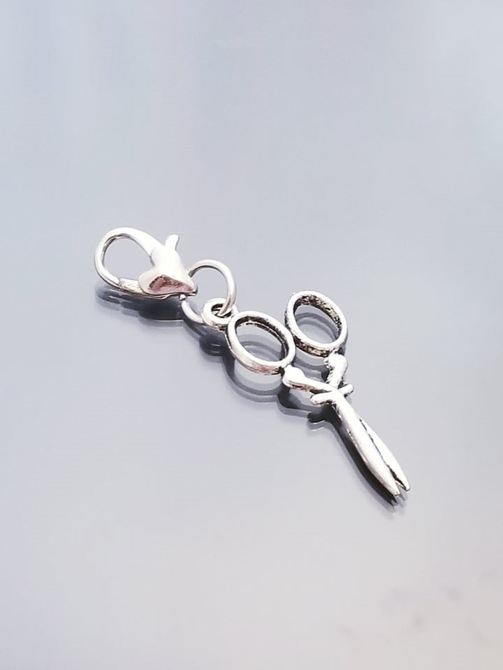 Scissor Hairstylist Charm/ Crafting Charm / Heart Lobster Clasp /Clip On Charm image 0