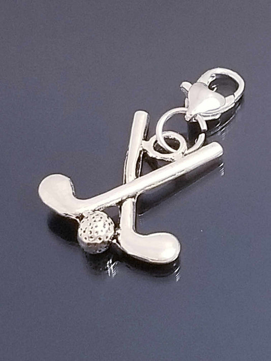 Golf Club Charm/ Heart Lobster Clasp /Clip On Purse Charm image 0