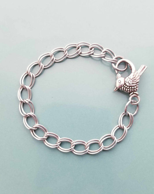 Size 6 /Bird Lobster Clasp /Double Link Bracelet / Starter Charm Bracelet