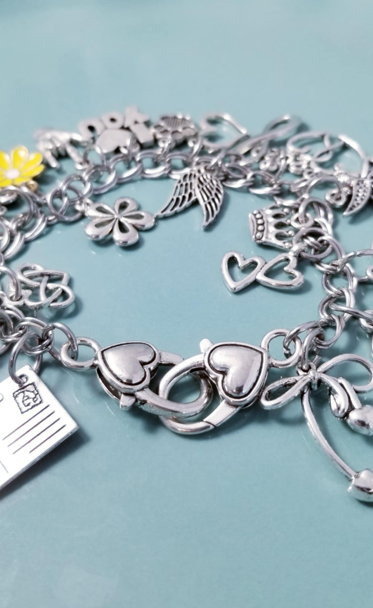 8 1/4 inch Chunky Charm Bracelet | Silver Bracelet Loaded with Whimsical Charms