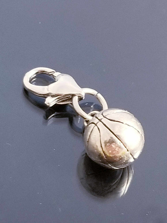 Basketball Charm/Sports Charm / Heart Lobster Clasp /Clip On Purse Charm image 0