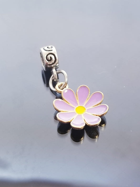 Purple Daisy Flower Charm/European Charms/ Dangle Charms image 0