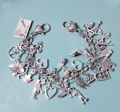 8.5 inch Chunky Charm Bracelet | Silver Bracelet Loaded with Whimsical Charms