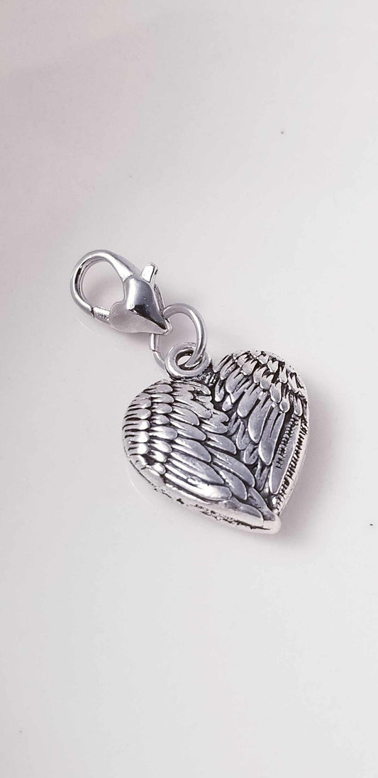 Heart Angel Wings Charm/ Heart Lobster Clasp /Clip On Purse Charm