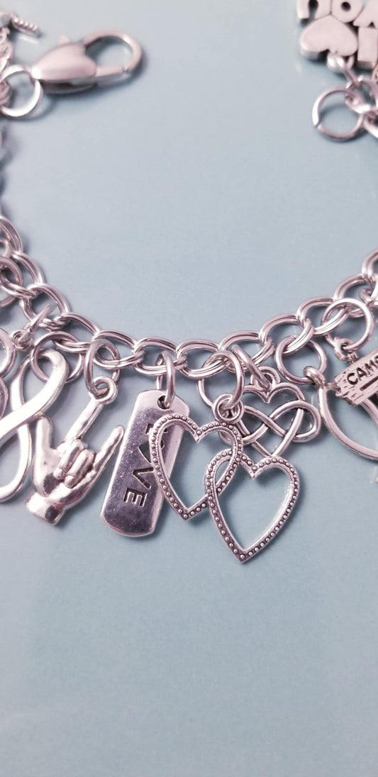 Ultimate Chunky Charm Bracelet - Silver Stainless Steel with Premium Charm Collection