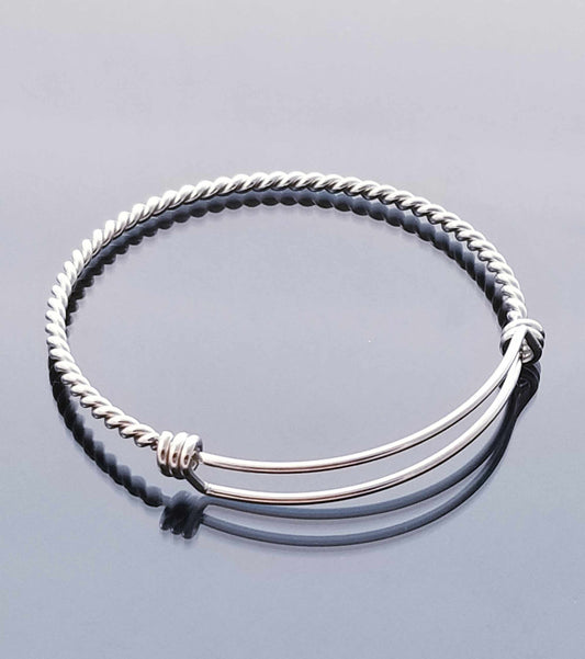 1 Silver Wire Bangle/Twisted Rope Bangle /Stackable Bangle /Charm Bangle image 0