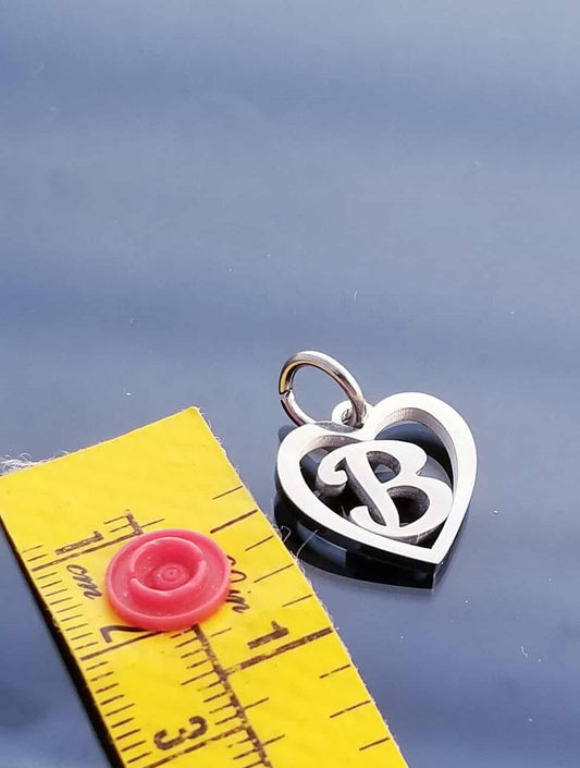 Letter B Charm /Heart Charm /For Bracelet Bangle Necklace image 1