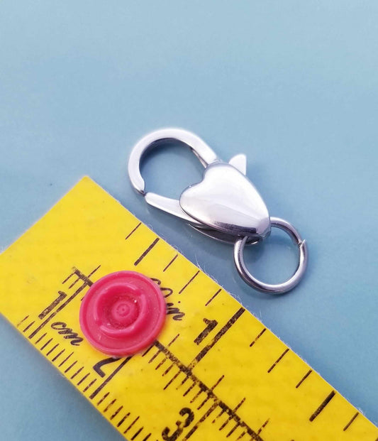 Puffy Heart Lobster Clasp Extender - Large Clip for Bracelets & Necklaces