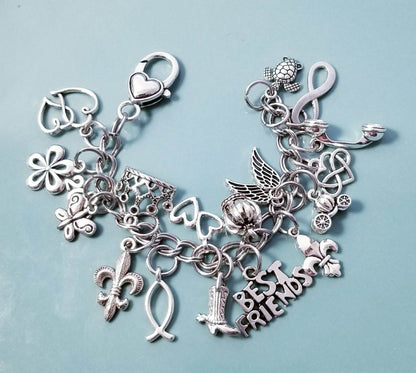 Size 6 Chunky Charm Bracelet -Hearts -Flowers-Best Friends -Flower -Turtle
