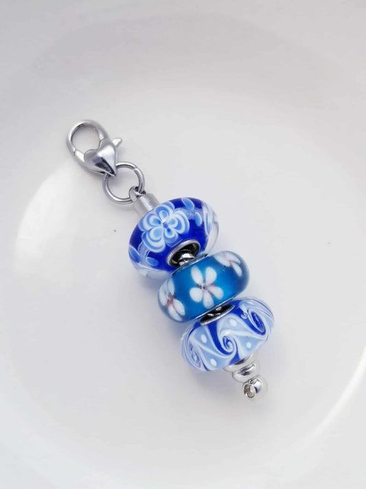 Blue Glass Murano Purse Charm - Pandora Style Clip-On Accessory
