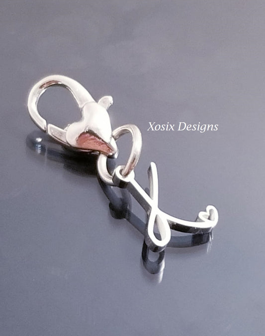 Initial K Charm Dangle /Letter K Charm /Heart Lobster Clasp /Dangle image 0