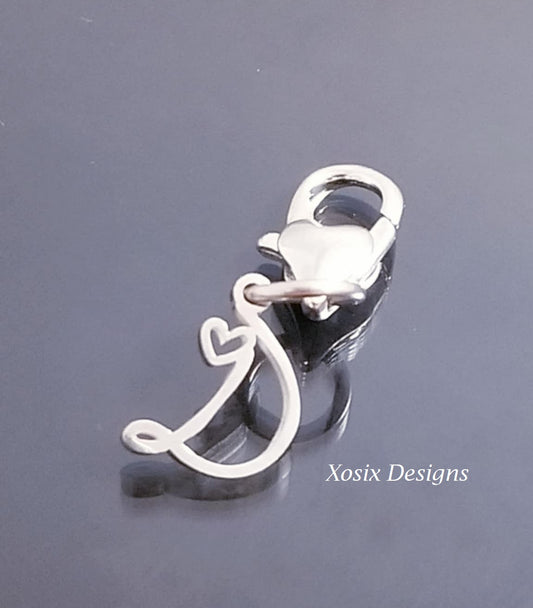 Initial D Charm Dangle /Letter D Charm /Heart Lobster Clasp /Dangle image 0
