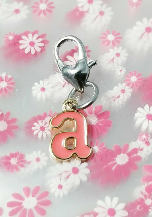 Letter A Charm - Heart Lobster Clip On