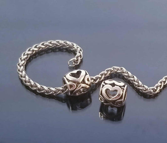 Open Heart Bead/European Bead /Fit Bracelet Bangle Necklace