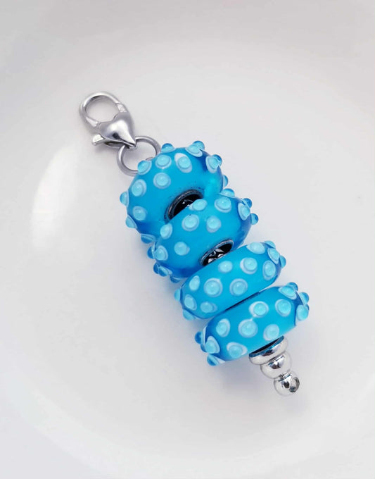 Blue Bumpy Textured Purse Charm - Unique Clip-On Accessory