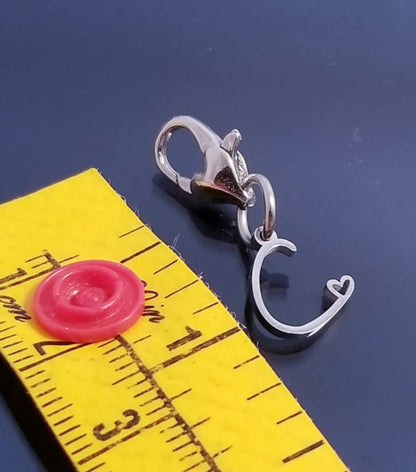 Initial C Charm Dangle /Letter C Charm /Heart Lobster Clasp /Dangle image 1