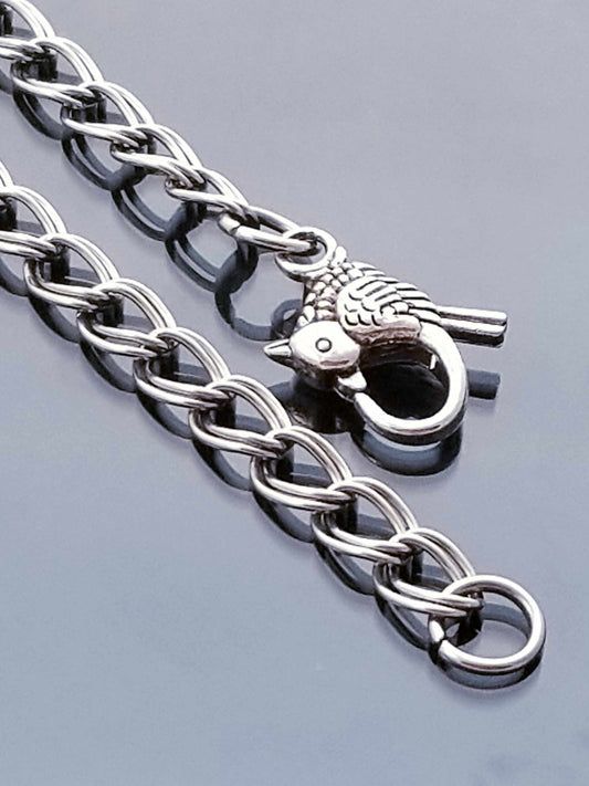 Size 8 /Bird Lobster Clasp /Double Link Bracelet / Starter Charm Brac image 0