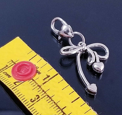 Bow with Hearts Charm - Heart Lobster Clasp Multi-Use Clip