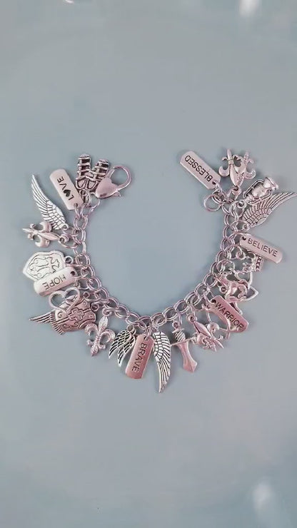 Size 7 Inch 18cm / Armor of God Charm Bracelet /Heart Lobster Clasp /Blessed