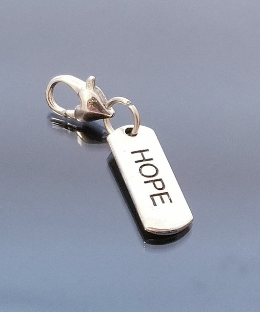 Hope Charm with Heart Lobster Clasp - Inspirational Alloy Metal Jewelry