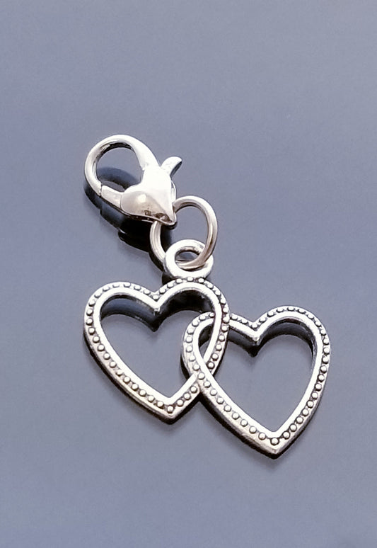 Entwined Hearts Charm with Heart Lobster Clasp - Love Jewelry