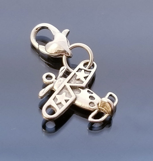Airplane Charm Heart Lobster Clip On for Bracelet Bangle Necklace